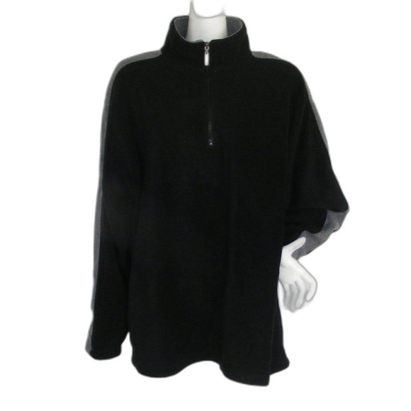 FOOT LOCKER Fleece Jacket, 2XL, Pullover, Black, Gray stripe sleeves - Picture 1 of 10